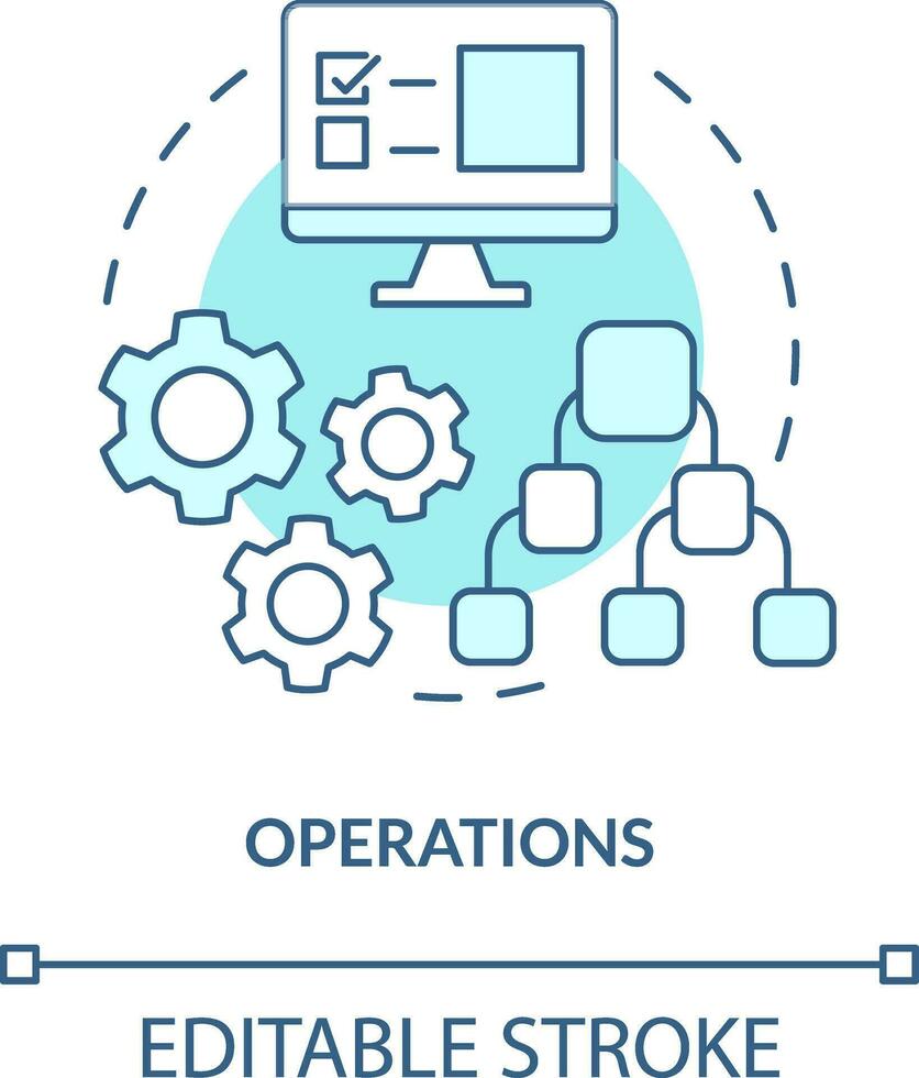 operaciones turquesa concepto icono. tecnología. elemento de suministro cadena administración resumen idea Delgado línea ilustración. aislado contorno dibujo. editable carrera vector
