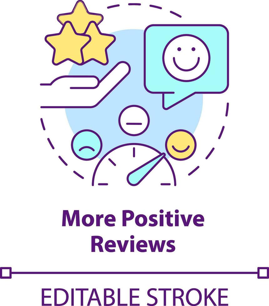 More positive reviews concept icon. Social media. Tracking customer engagement abstract idea thin line illustration. Isolated outline drawing. Editable stroke vector
