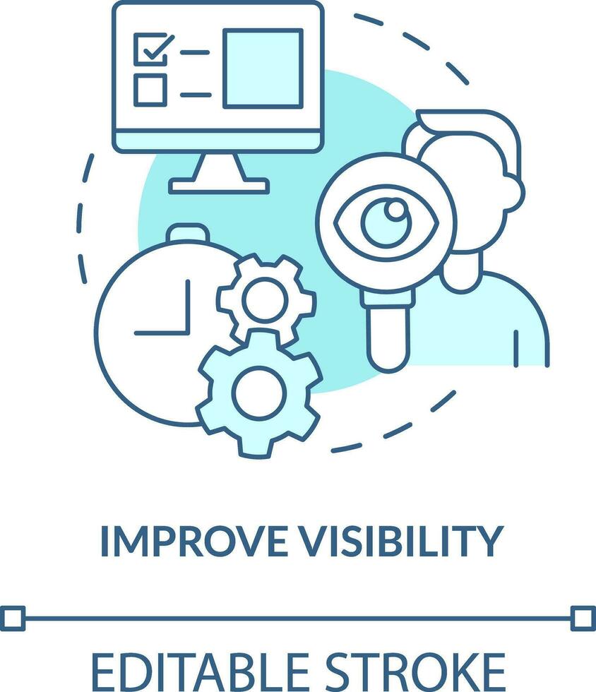 Improve visibility turquoise concept icon. Addressing covid impact on logistics abstract idea thin line illustration. Isolated outline drawing. Editable stroke vector