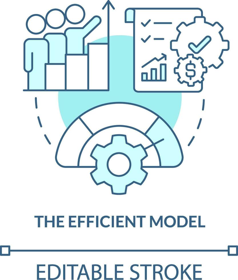 Efficient model turquoise concept icon. Business profit growth. Supply chain type abstract idea thin line illustration. Isolated outline drawing. Editable stroke vector