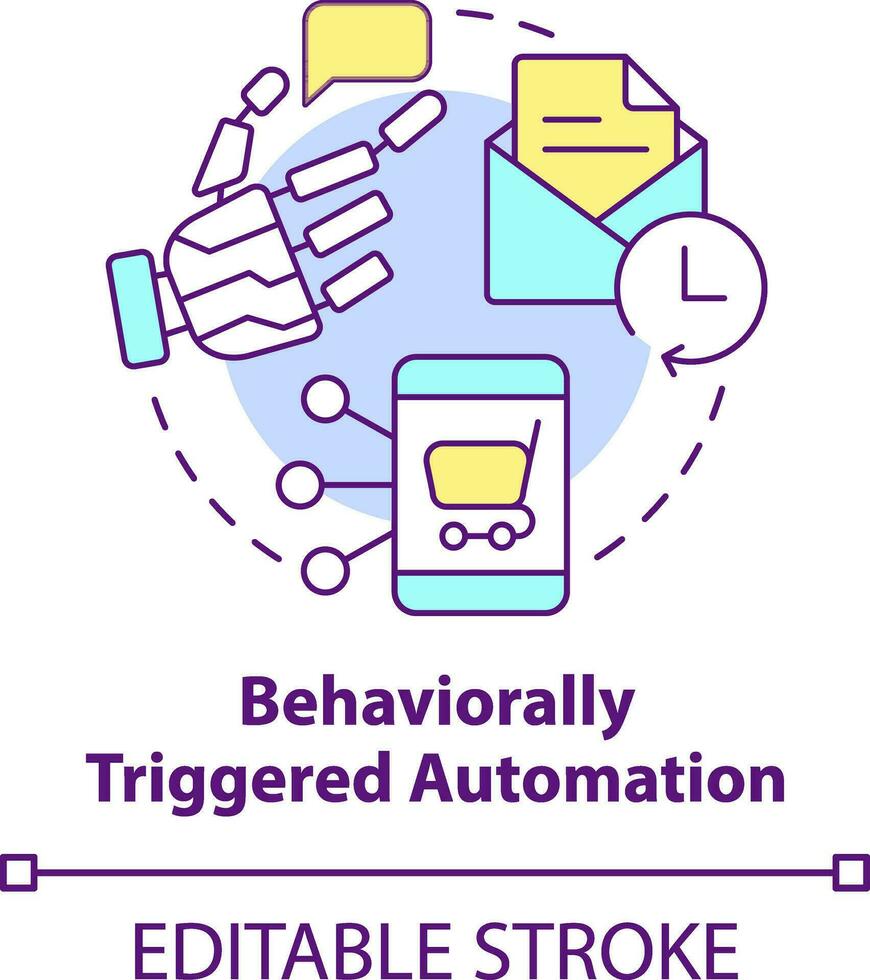 Behaviorally triggered automation concept icon. Customer engagement platform feature abstract idea thin line illustration. Isolated outline drawing. Editable stroke vector