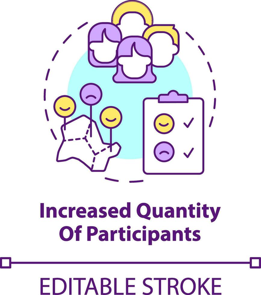 Increased quantity of participants concept icon. Advantage of digital engagement abstract idea thin line illustration. Isolated outline drawing. Editable stroke vector