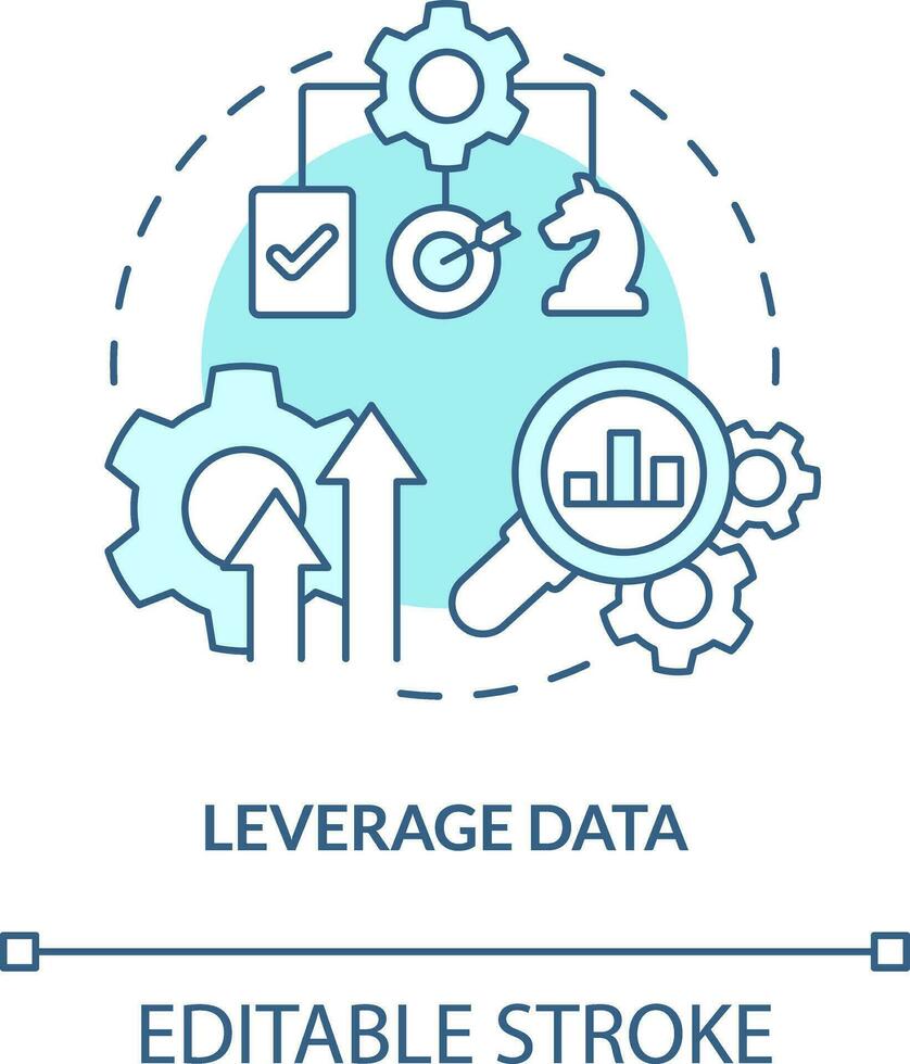 Leverage data turquoise concept icon. Improve visibility. Supply chain priority abstract idea thin line illustration. Isolated outline drawing. Editable stroke. Arial, Myriad Pro-Bold fonts used vector