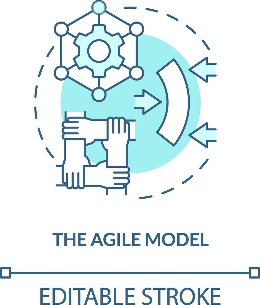 Agile model turquoise concept icon. Technology and networking. Supply chain type abstract idea thin line illustration. Isolated outline drawing. Editable stroke vector