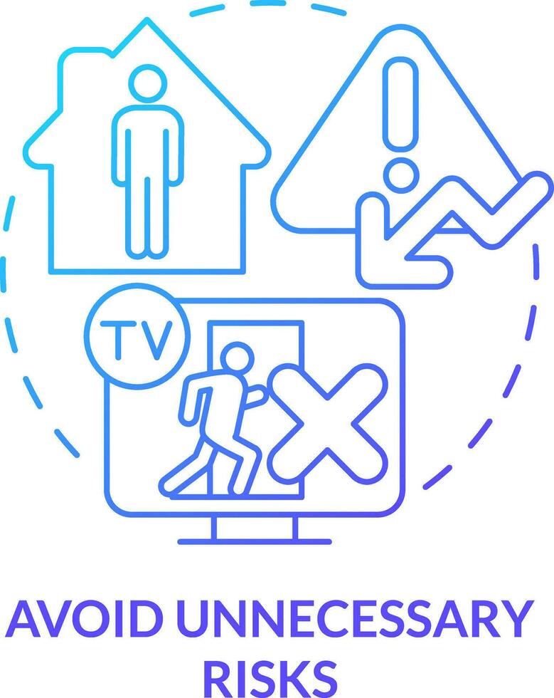 Avoid unnecessary risks blue gradient concept icon. Emergency preparedness tip abstract idea thin line illustration. Reducing hazards. Isolated outline drawing vector