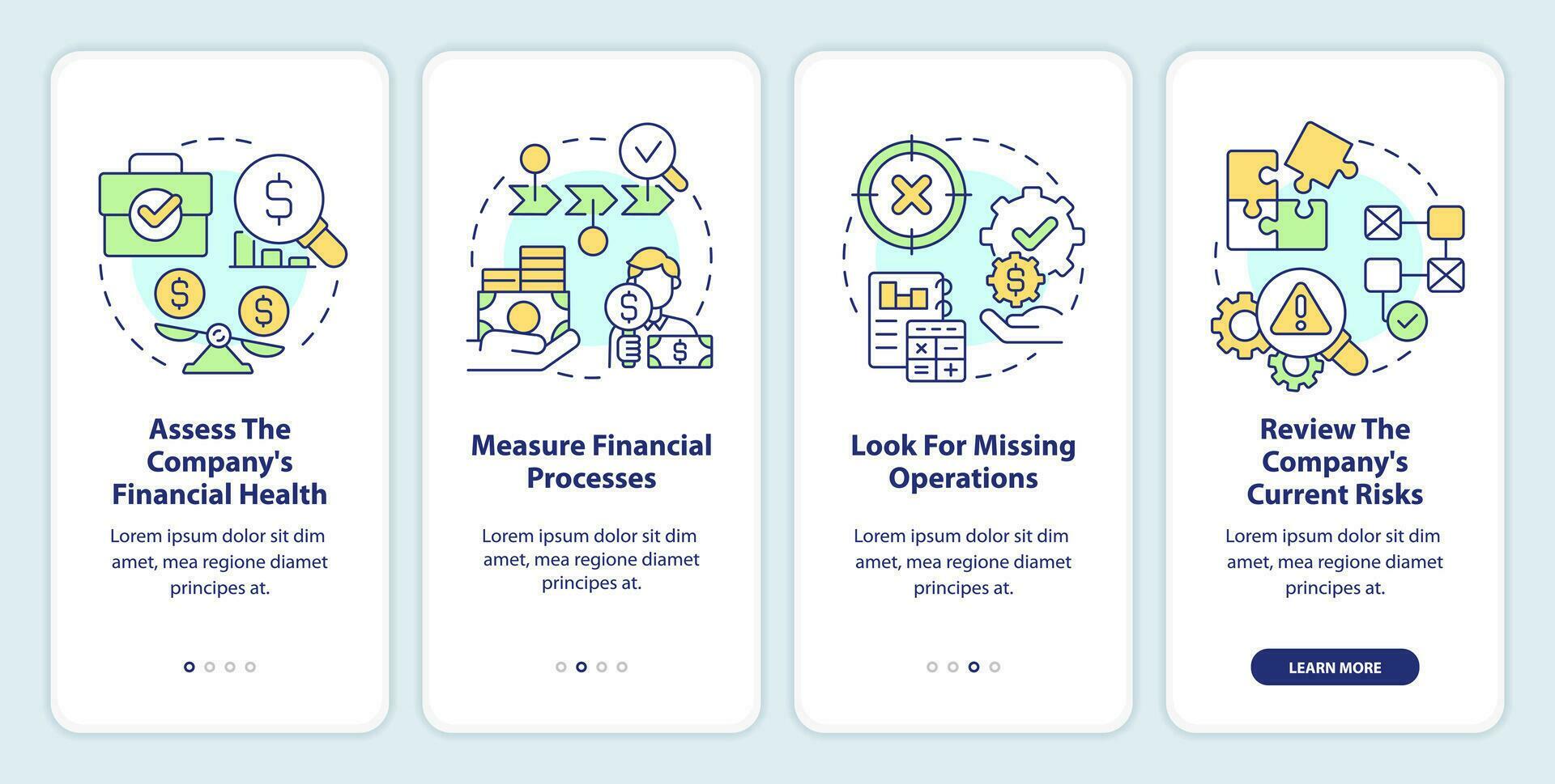 Determining treasury management need onboarding mobile app screen