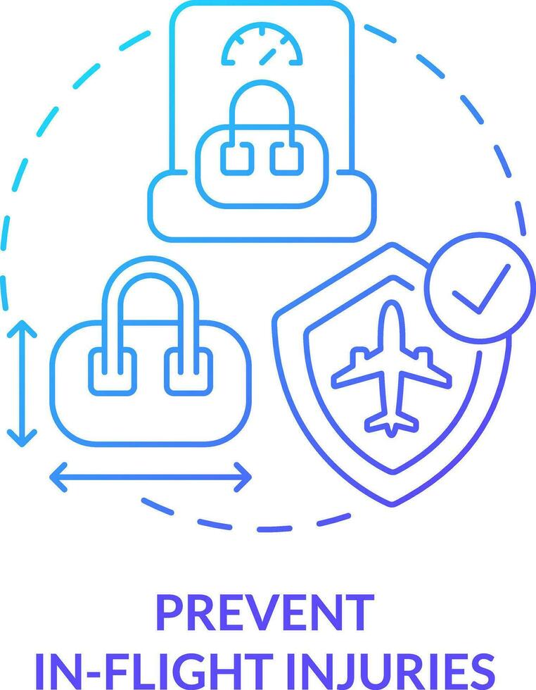 Prevent in-flight injuries blue gradient concept icon. Passenger safety tip abstract idea thin line illustration. Good maintenance. Carry-on bags. Isolated outline drawing vector