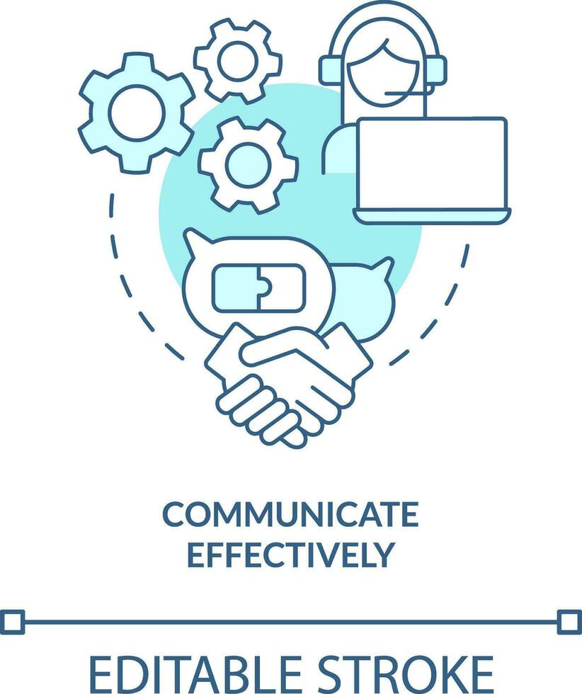 comunicar efectivamente turquesa concepto icono. direccionamiento codicioso impacto en logística resumen idea Delgado línea ilustración. aislado contorno dibujo. editable carrera vector