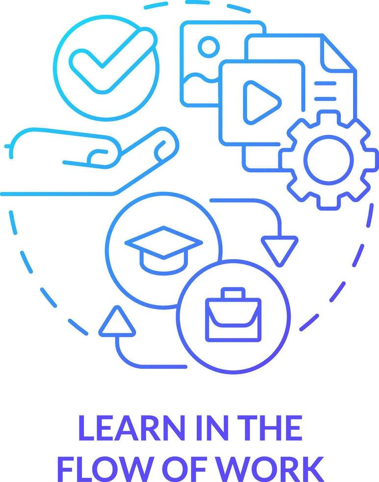 Learn in flow of work blue gradient concept icon. Education. Staff development. Key imperative abstract idea thin line illustration. Isolated outline drawing vector