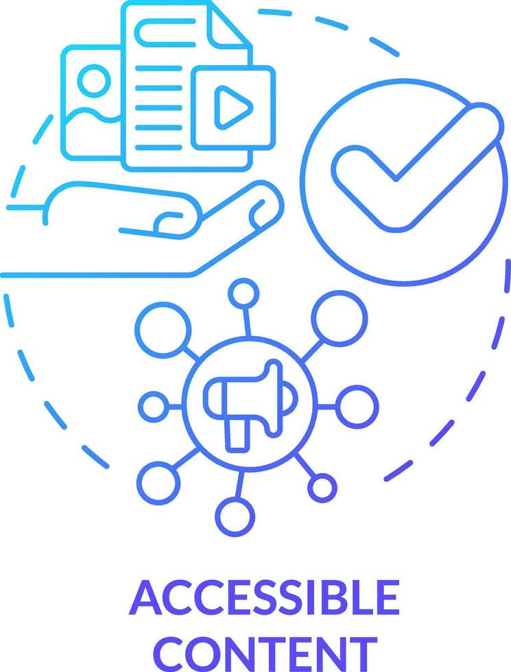 Accessible content blue gradient concept icon. Multiple communication channels. Data requirement abstract idea thin line illustration. Isolated outline drawing vector
