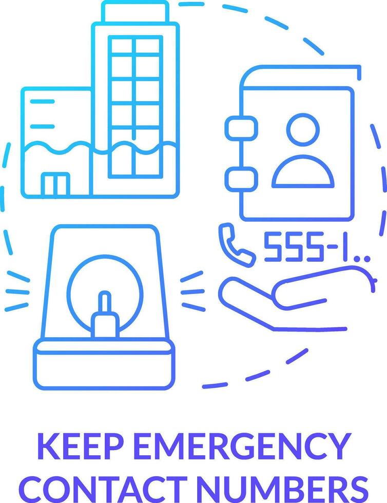 mantener emergencia contacto números azul degradado concepto icono. negocio desastre planificación resumen idea Delgado línea ilustración. llamada para ayuda. aislado contorno dibujo vector