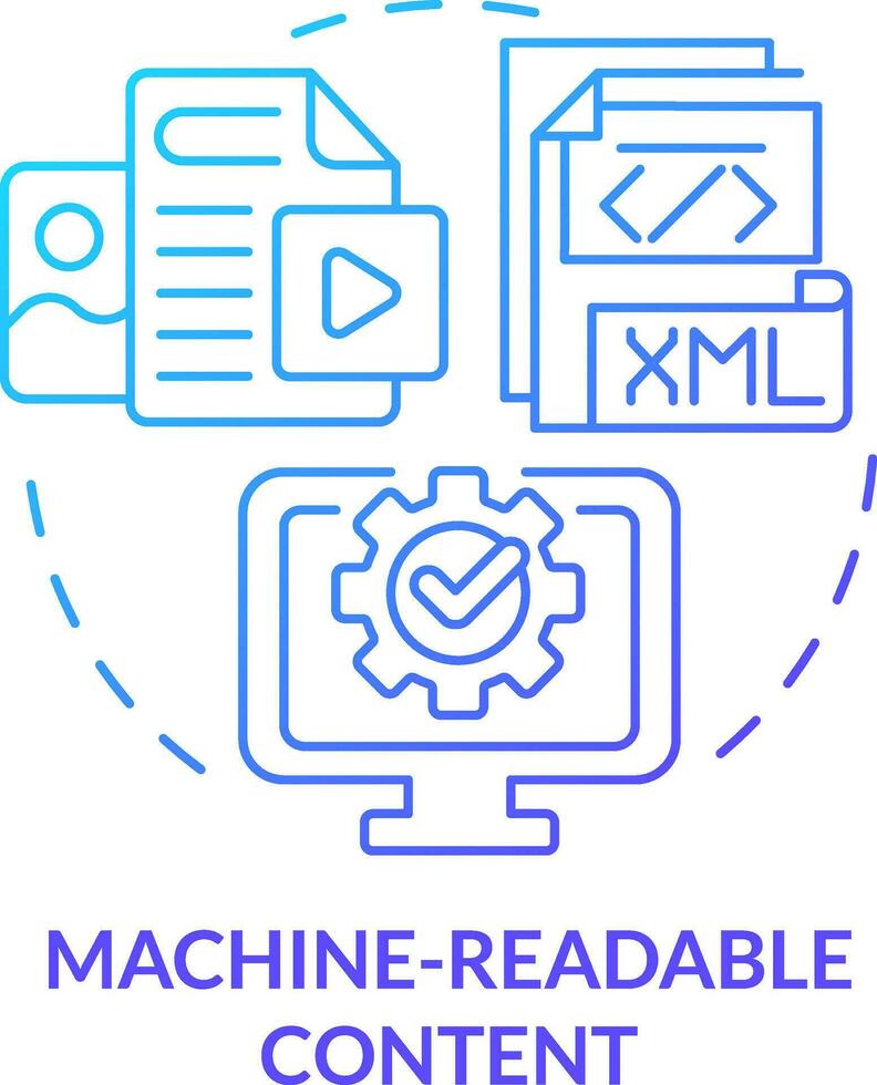 Machine readable content blue gradient concept icon. IoT. Computer processing. Key imperative abstract idea thin line illustration. Isolated outline drawing vector