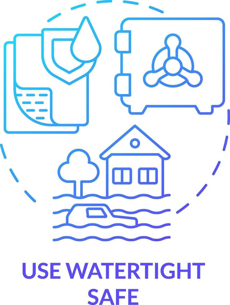 Use watertight safe blue gradient concept icon. Flood safety measure abstract idea thin line illustration. Water-resistant technology. Isolated outline drawing vector