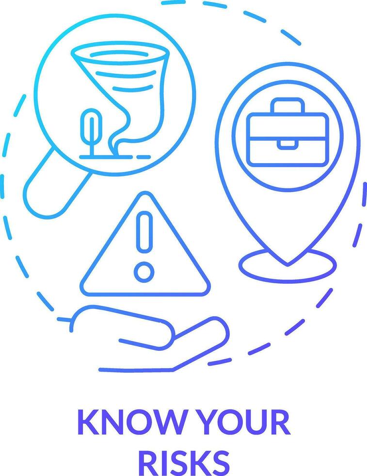 Know risks blue gradient concept icon. Prepare business for disaster abstract idea thin line illustration. Employee safety procedures. Isolated outline drawing vector
