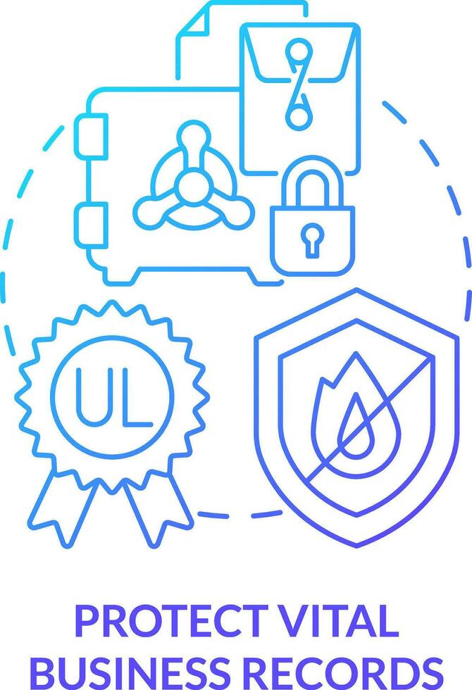 Protect vital business records blue gradient concept icon. Prepare business for disaster abstract idea thin line illustration. Electronic copies. Isolated outline drawing vector