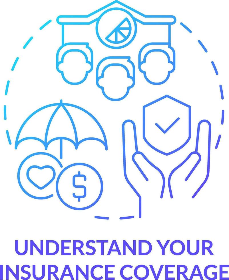 Understand insurance coverage blue gradient concept icon. Business disaster planning abstract idea thin line illustration. Professional liability. Isolated outline drawing vector