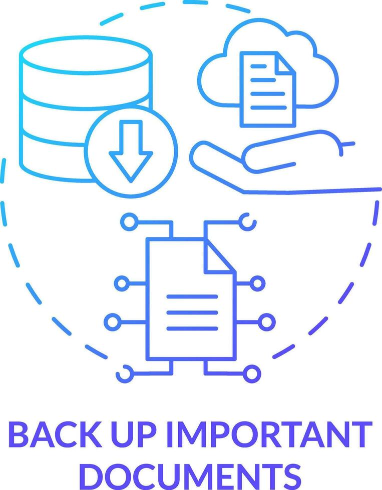 Back up important documents blue gradient concept icon. Flood precautionary measure abstract idea thin line illustration. Backup copies. Isolated outline drawing vector