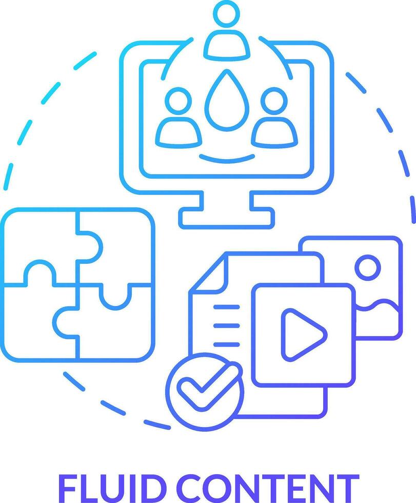 Fluid content blue gradient concept icon. Internet marketing. Universal system. Info material tip abstract idea thin line illustration. Isolated outline drawing vector