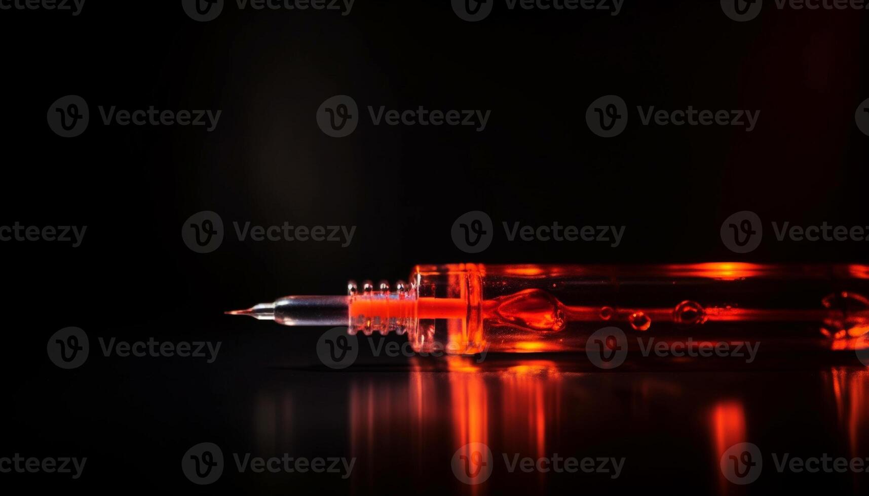 Sharp yellow drop in syringe reflects healthcare industry vaccination ideas generated by AI photo