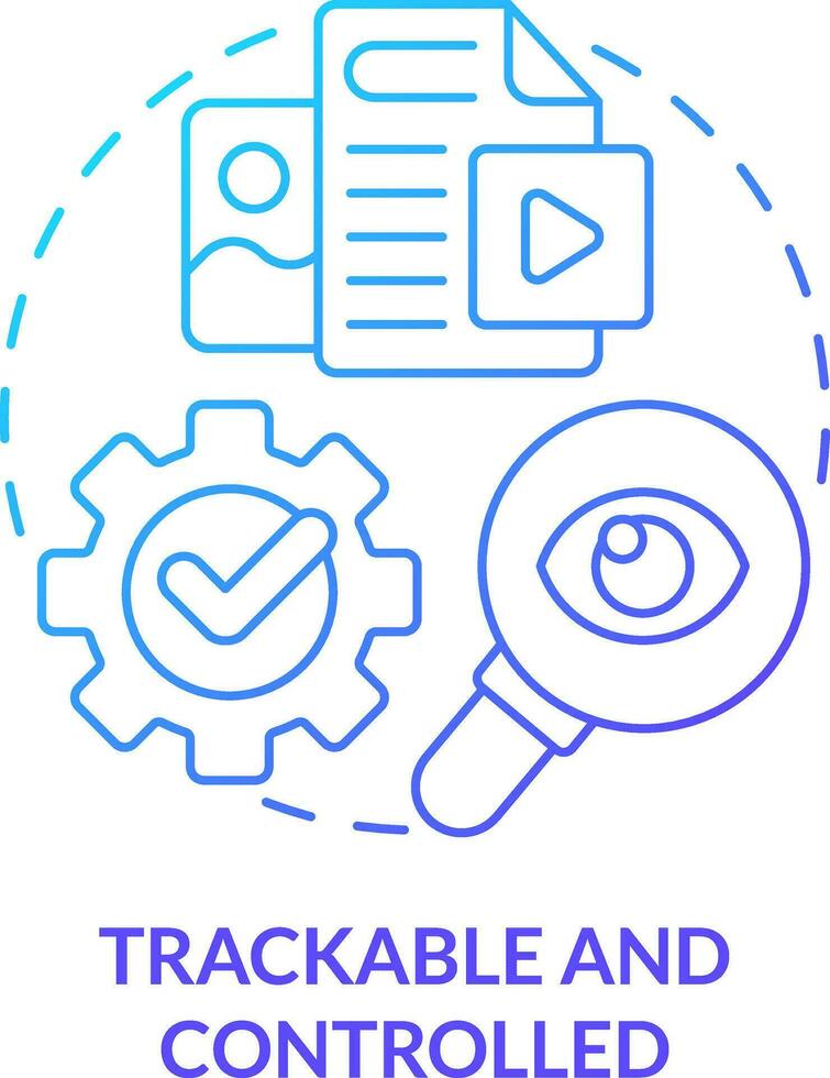 Trackable and controlled blue gradient concept icon. Easy to access. Customer service. Content making tip abstract idea thin line illustration. Isolated outline drawing vector