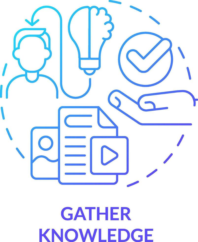 Gather knowledge blue gradient concept icon. Educational resources. Expectation from content abstract idea thin line illustration. Isolated outline drawing vector