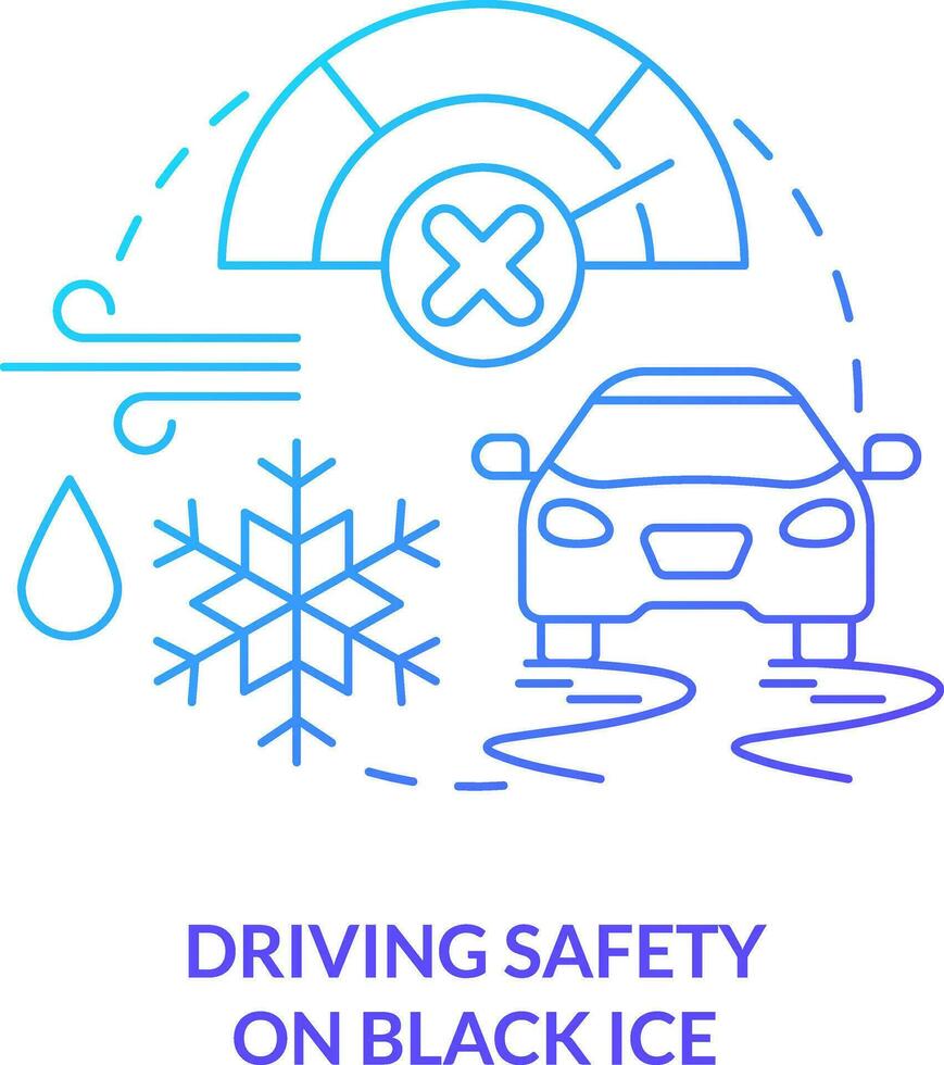 Driving safety on black ice blue gradient concept icon. Move straight. Situational driving safety abstract idea thin line illustration. Isolated outline drawing vector