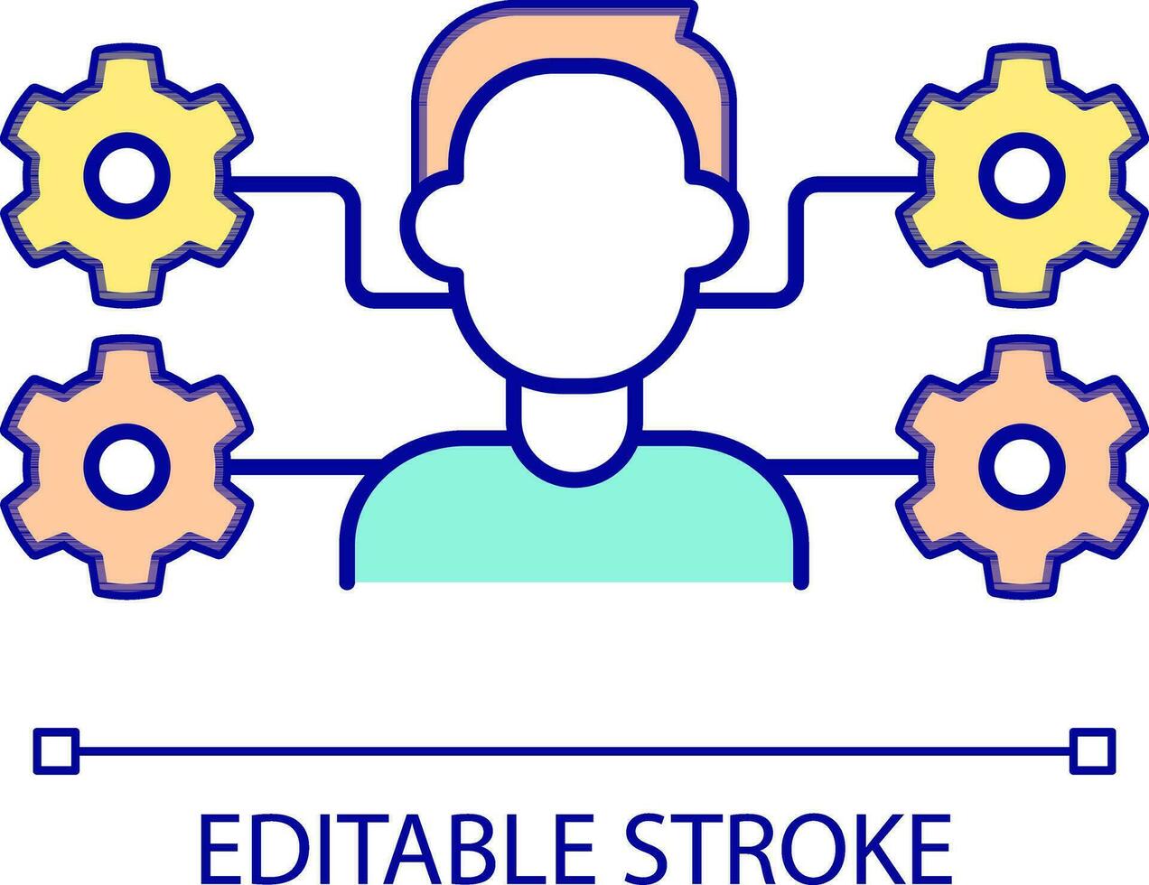 Assign permissions to user RGB color icon. Role-based access control. Set of allowances. Administrator role. Isolated vector illustration. Simple filled line drawing. Editable stroke