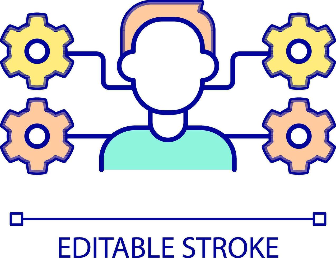 Assign permissions to user RGB color icon. Role-based access control. Set of allowances. Administrator role. Isolated vector illustration. Simple filled line drawing. Editable stroke