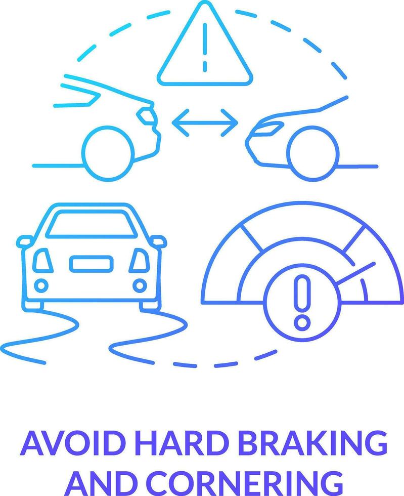 Avoid hard braking and cornering blue gradient concept icon. Driving safety for commercial drivers abstract idea thin line illustration. Isolated outline drawing vector