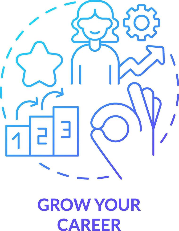 Grow your career blue gradient concept icon. Knowledge for development. Expectation from content abstract idea thin line illustration. Isolated outline drawing vector