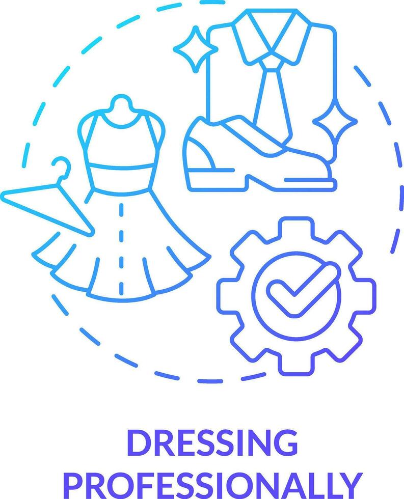 Dressing professionally blue gradient concept icon. Job interview success abstract idea thin line illustration. Business formal attire. Isolated outline drawing vector