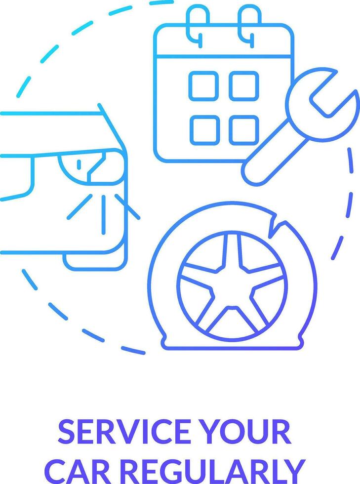 Service your car regularly blue gradient concept icon. Troubleshooting. Common driving safety rule abstract idea thin line illustration. Isolated outline drawing vector