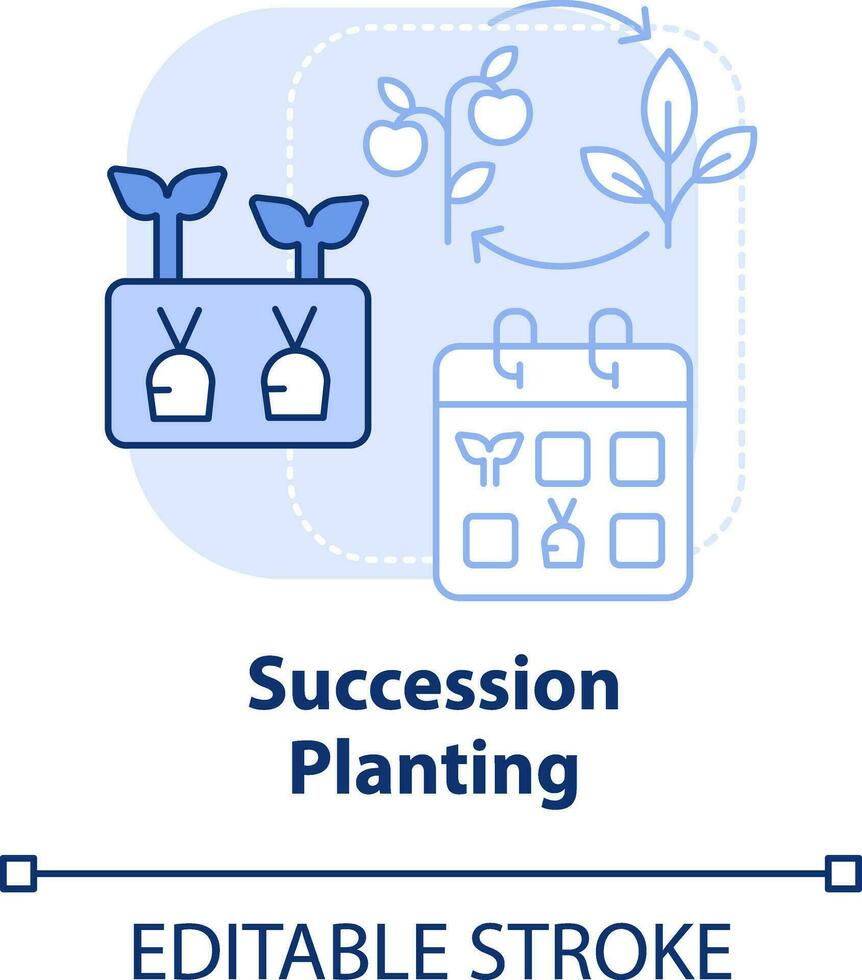 Succession planting light blue concept icon. One crop following another. Gardening abstract idea thin line illustration. Isolated outline drawing. Editable stroke vector