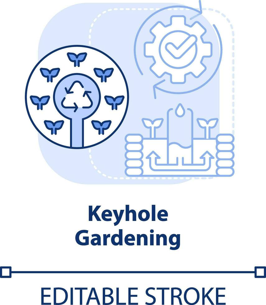 Keyhole gardening light blue concept icon. Circular shape garden. Gardening method abstract idea thin line illustration. Isolated outline drawing. Editable stroke vector