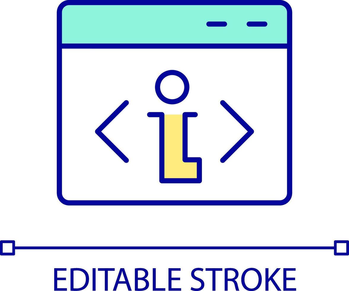 Write programming code RGB color icon. Software development. Computer program. Coding language. Isolated vector illustration. Simple filled line drawing. Editable stroke