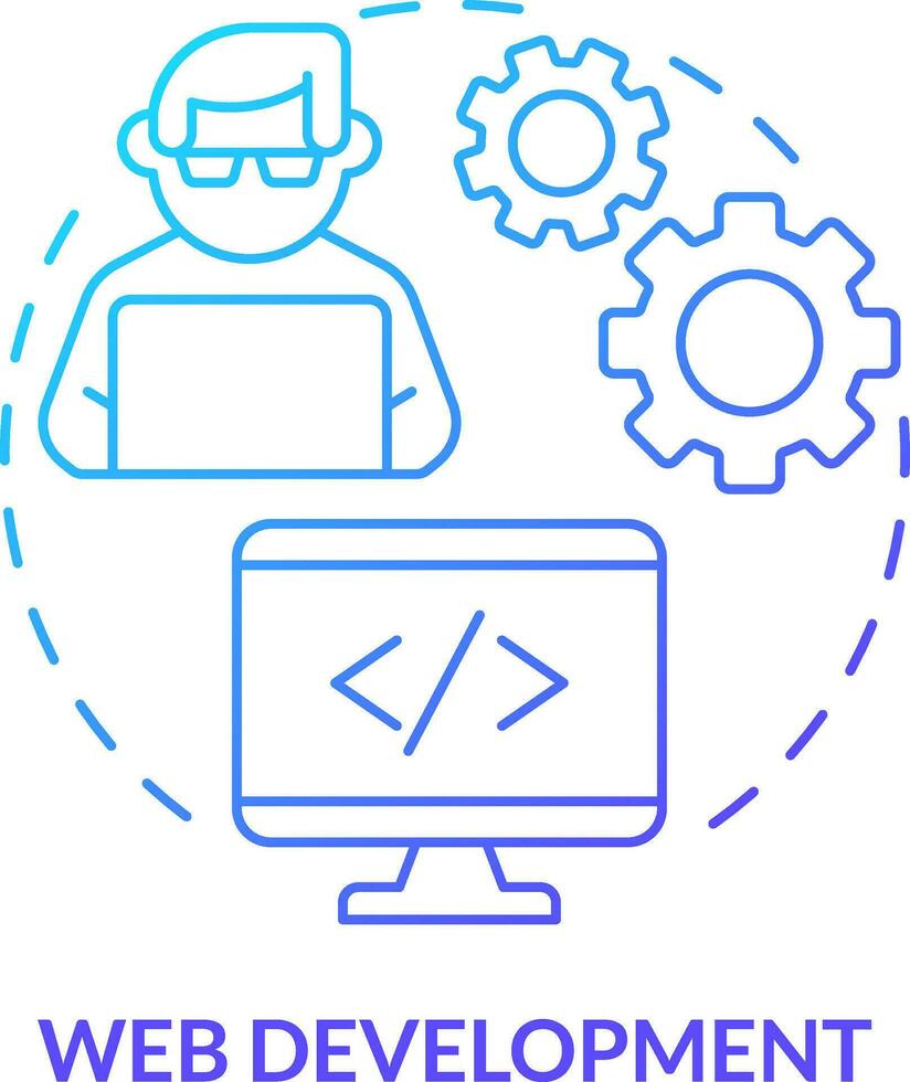 Web development blue gradient concept icon. Skill to learn abstract idea thin line illustration. Software developer. Computer programming. Isolated outline drawing vector