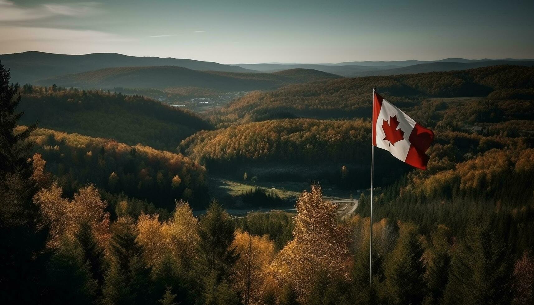 Majestic mountain range reflects autumn multi colored beauty generated by AI photo
