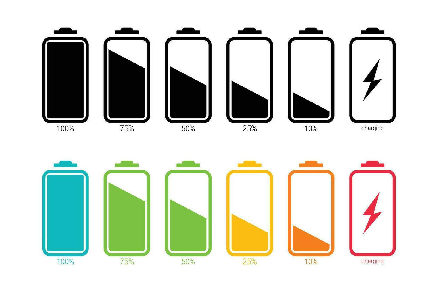 Battery icon set. battery level. vector illustration.