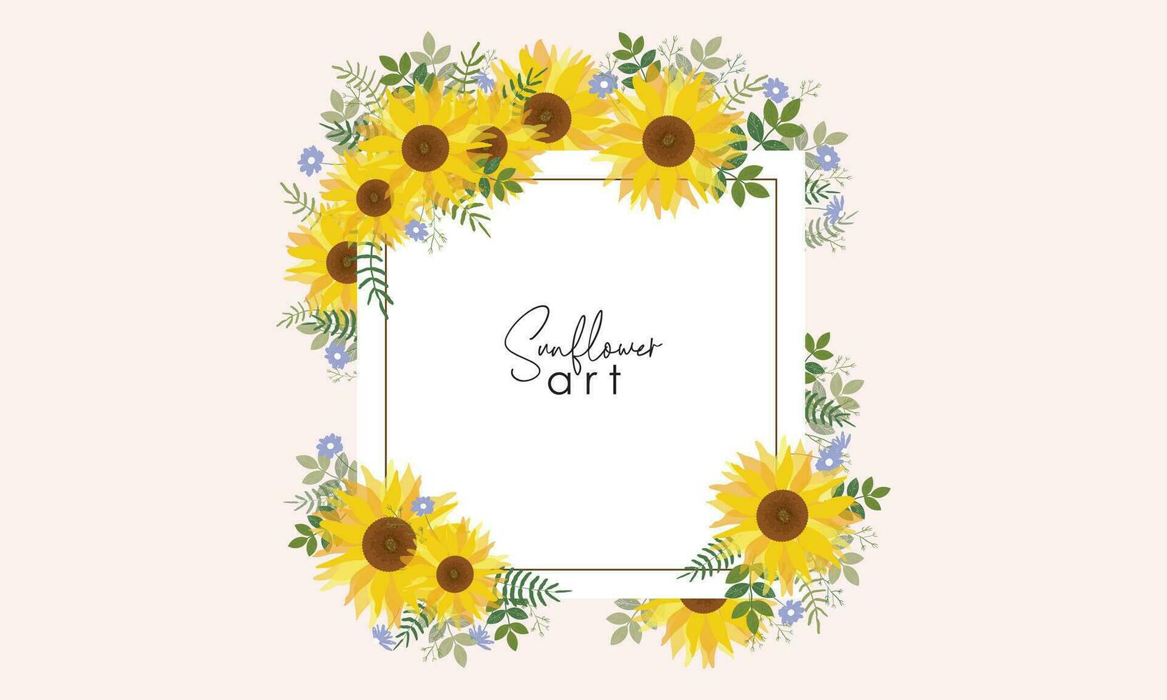 beautiful sunflower invitation card set vector
