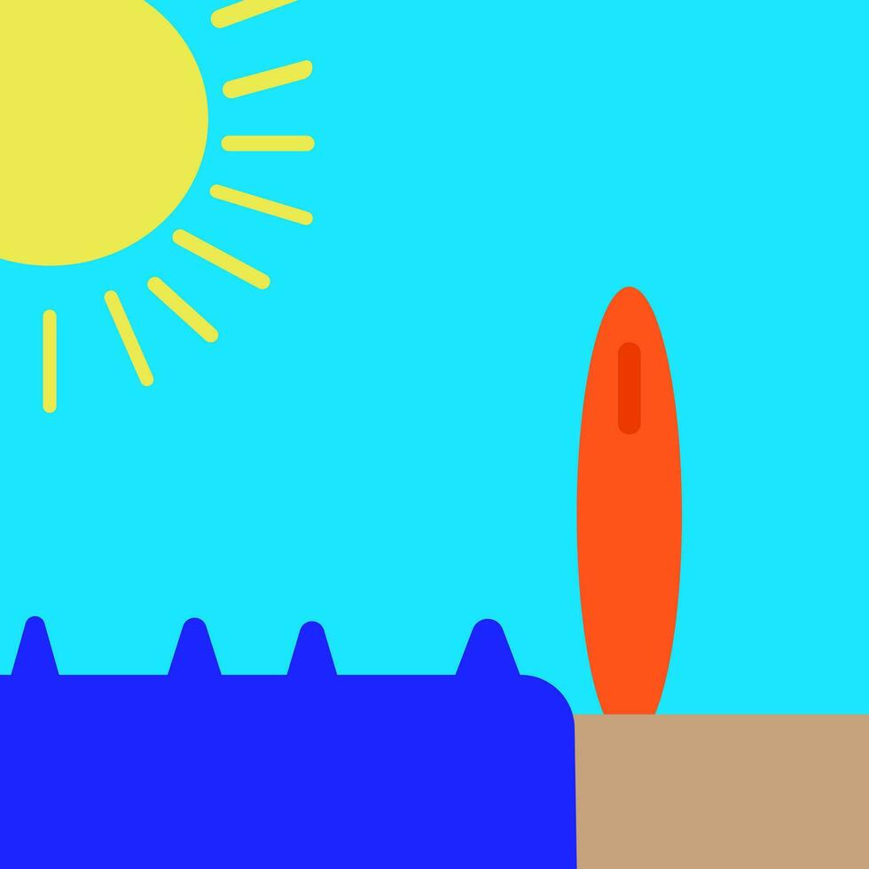 surfing board in a beach under the sun shine vector