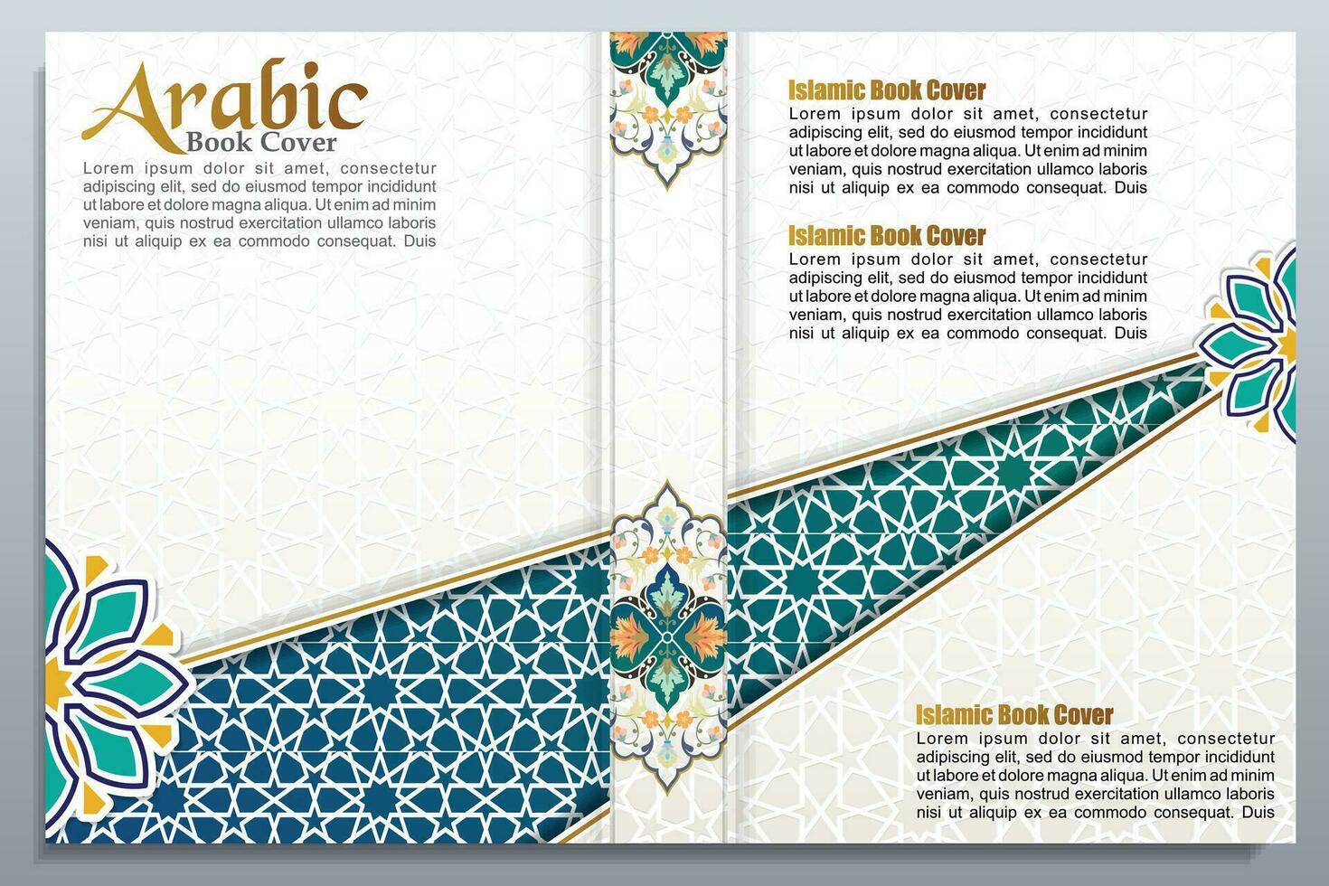 Arabic Pattern Book Cover Design, Islamic arts vector