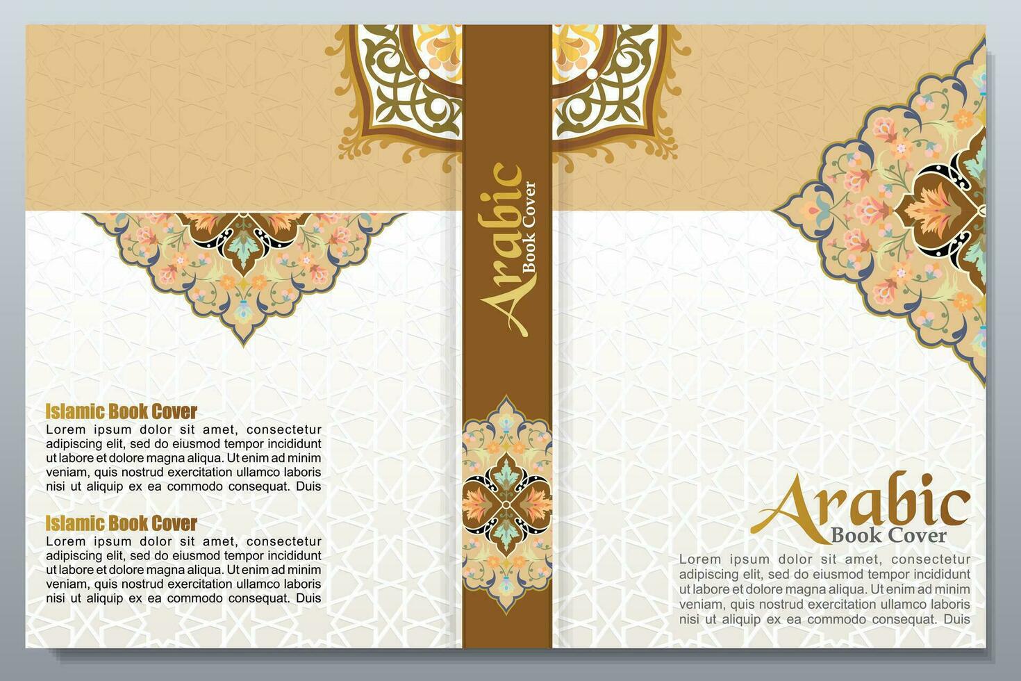 Arabic Pattern Book Cover Design, Islamic arts vector