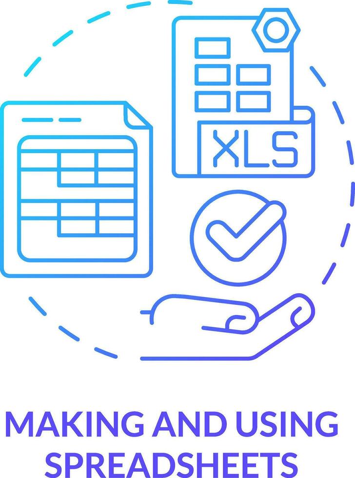 Making and using spreadsheets blue gradient concept icon. Critical thinking skill abstract idea thin line illustration. Workplace task. Isolated outline drawing vector