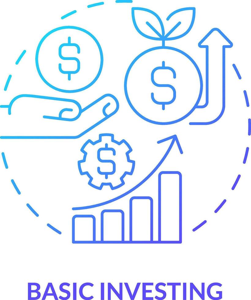 Basic investing blue gradient concept icon. Personal development abstract idea thin line illustration. Generating supplemental income. Isolated outline drawing vector