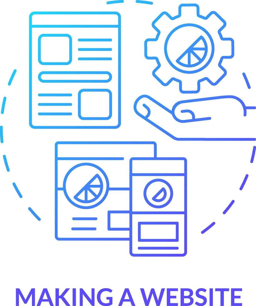 Making website blue gradient concept icon. Programming skill abstract idea thin line illustration. Web design course. Visual content creating. Isolated outline drawing vector