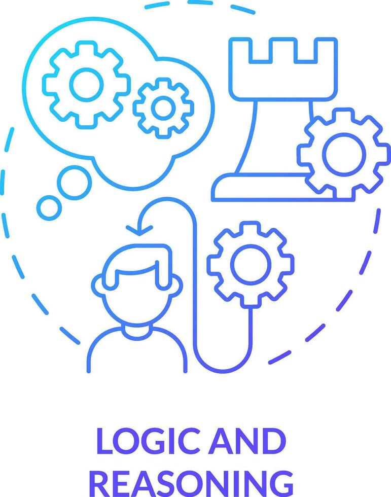 Logic and reasoning blue gradient concept icon. Life skills abstract idea thin line illustration. Logical thinker. Rational conclusion. Isolated outline drawing vector