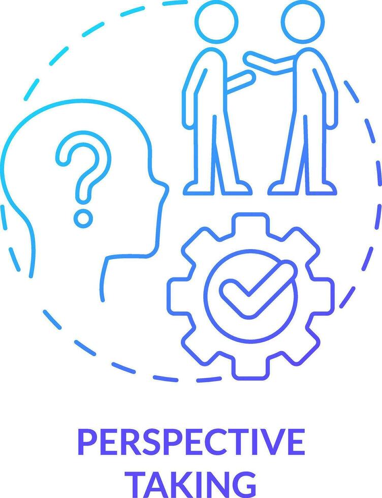 Perspective taking blue gradient concept icon. Life skill to teach kids abstract idea thin line illustration. Communication improvement. Isolated outline drawing vector