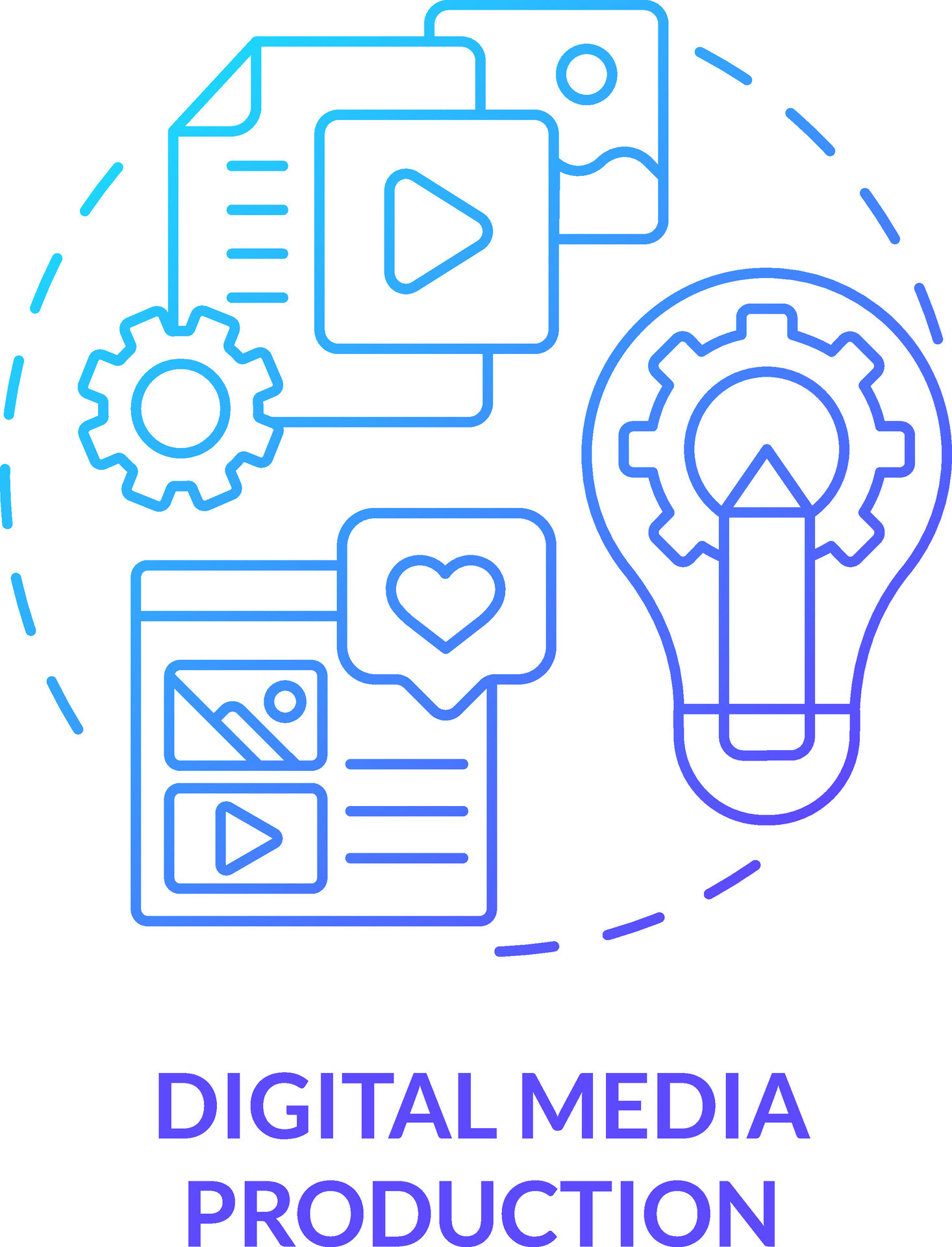 Digital media production blue gradient concept icon. Interesting skill