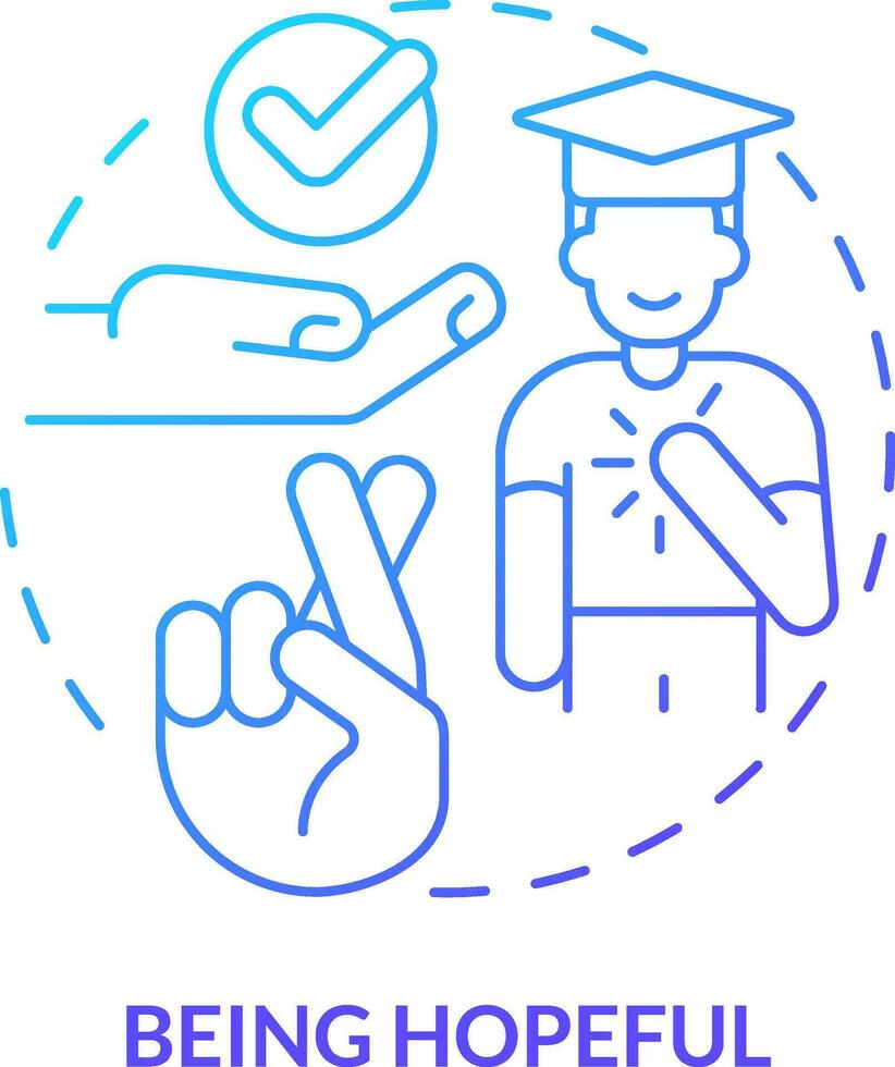 Being hopeful blue gradient concept icon. Resilience skill abstract idea thin line illustration. Have expectations. Optimistic thoughts. Isolated outline drawing vector