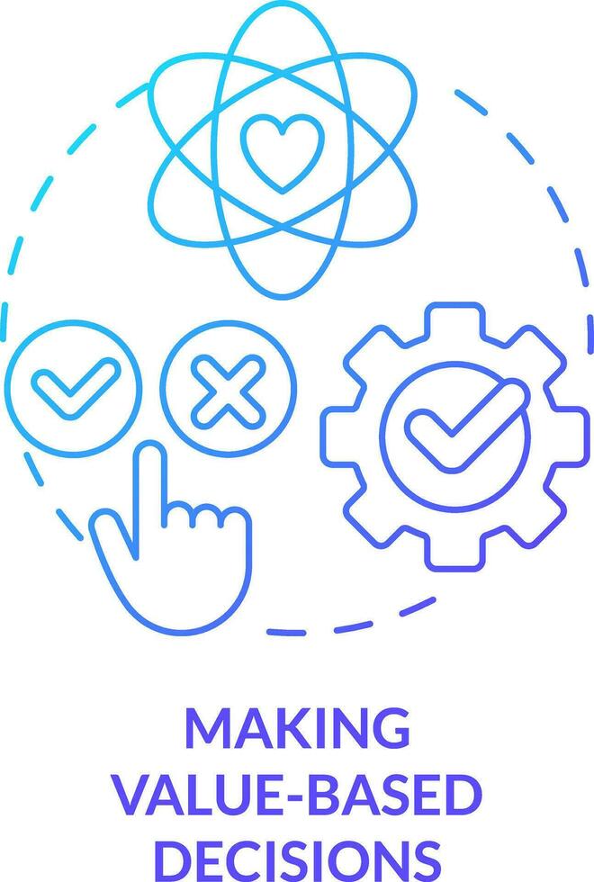 Making value-based decisions blue gradient concept icon. Self-management skill abstract idea thin line illustration. Self-actualization. Isolated outline drawing vector